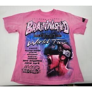 Men’s Hellstar Brainwashed World Tour Pink Rare T-Shirt Size M Fits Like L
